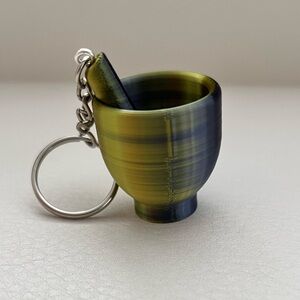 Green and Black Miniature Cup Keychain
